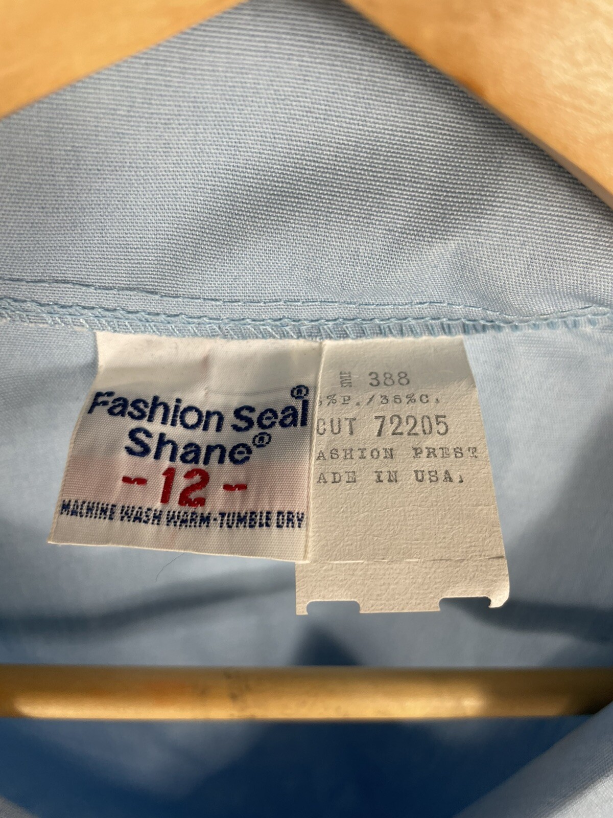 Vintage 70s Fashion Seal Shane Collared 2 Pocket Blue Nurse Scrub Shirt Size 12