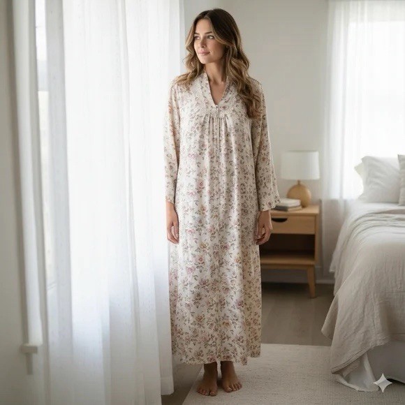 Vintage Christian Dior Long Satin Night Gown Robe