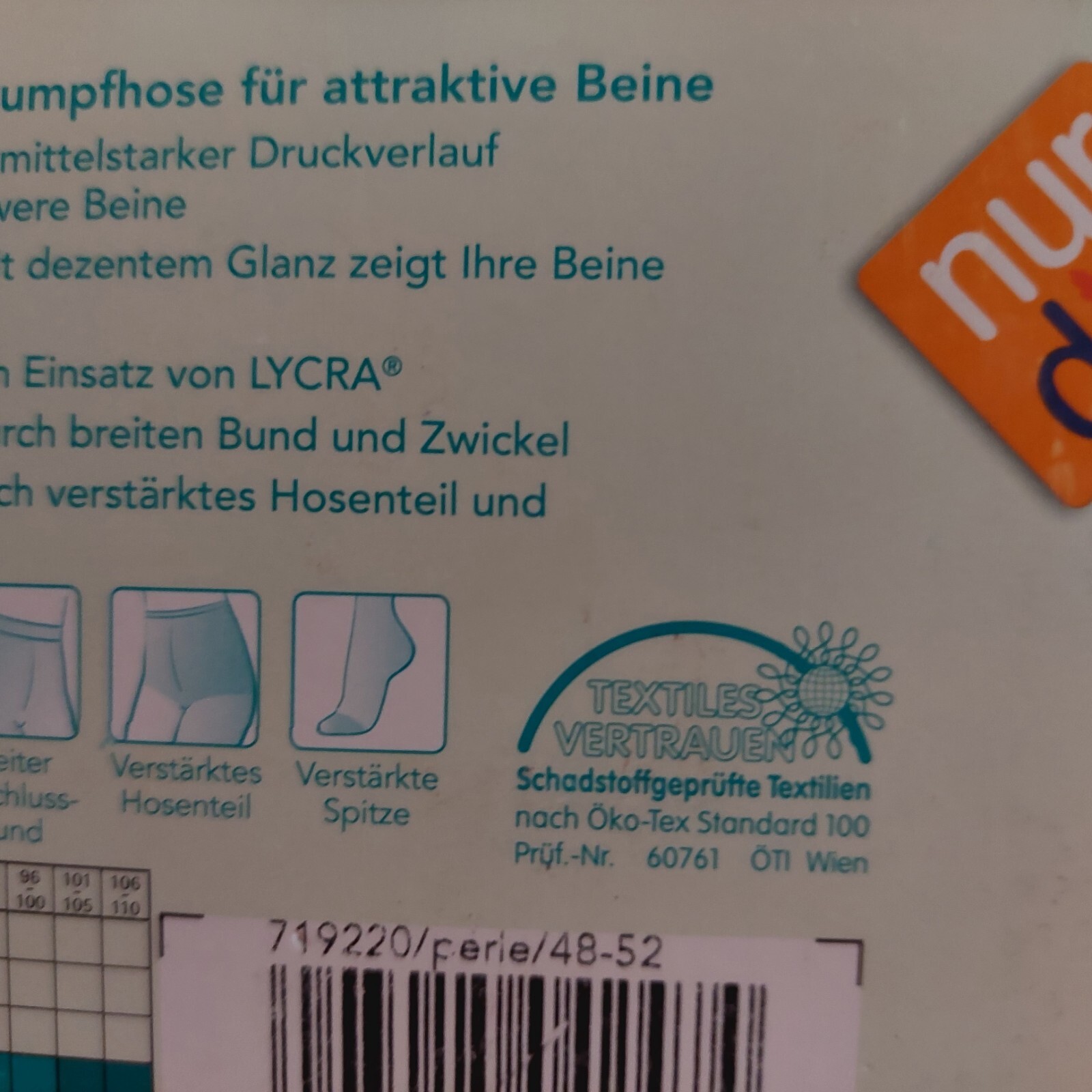 Vintage Pantyhose Vitastutz Komfortgrobe Nur Die Size 48-52 Color Perle BBROS3