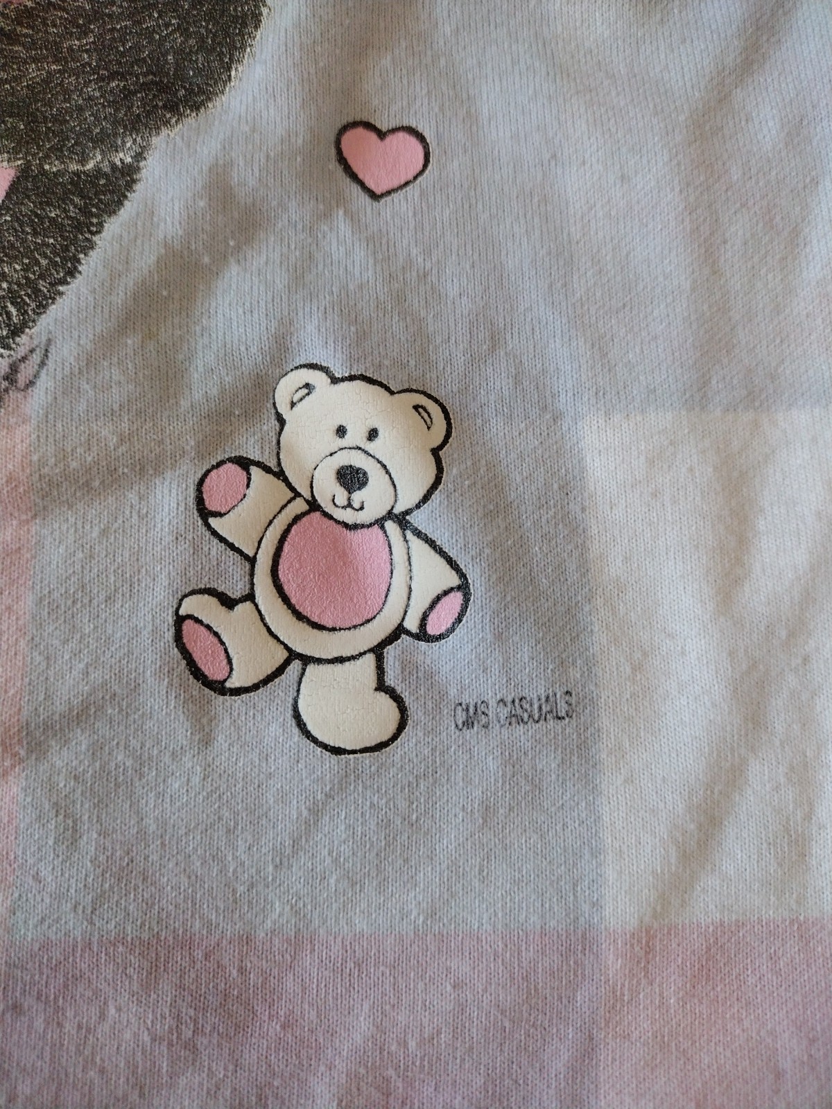 Vintage Kitten Teddy Bear Shirt USA Made CMS Casuals Sleep Shirt OneSize Y2K VTG