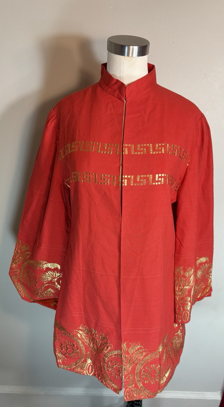 Vintage El Greco Tsitsibacos Bros Greek Tunic Red Gold Embroidered NEW