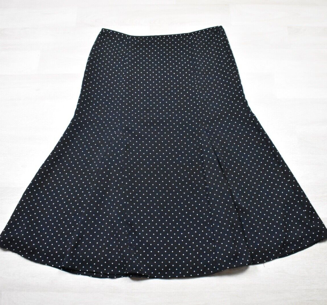 Y2K Villager Liz Claiborne Midi Swing Skirt Polka Dot Black Size 14