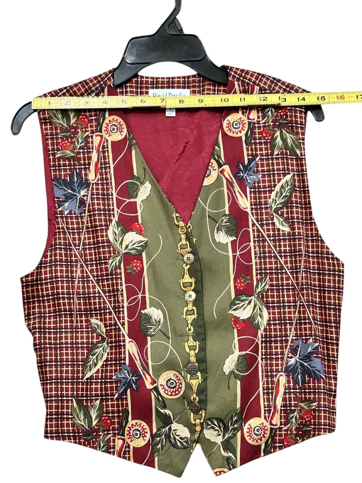 VTG David Brooks Womens Size 4 Plaid Skirt & Vest Set W Floral Details Wrap Zip