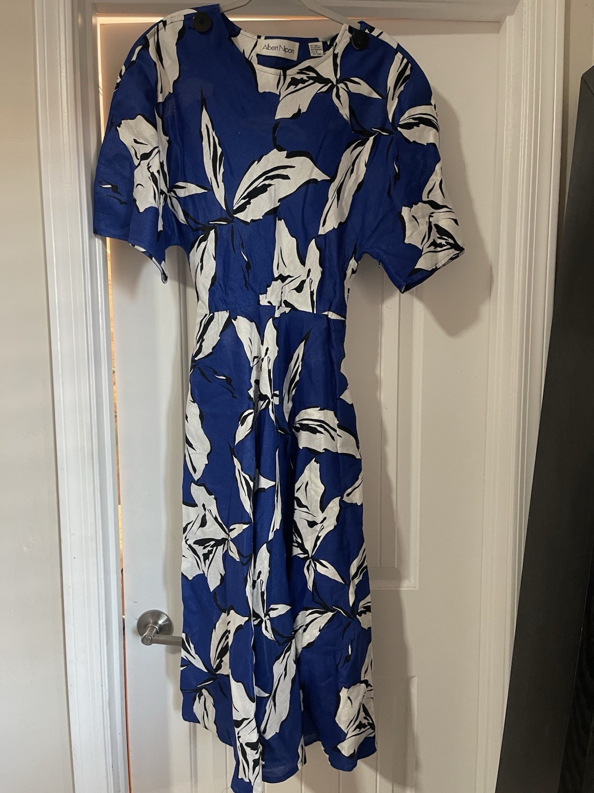 Albert Nipon Vintage Linen And Cotton Floral Dress
