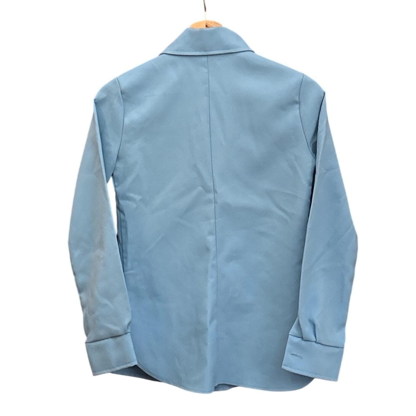 70s Bobbie Brooks Button Down Shirt Dagger Collar Western Retro Blue Blouse