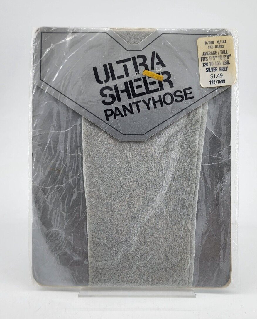 Vintage Arrowood Mills Ultra Sheer Nylon Pantyhose Silver Grey Size Average/Tall