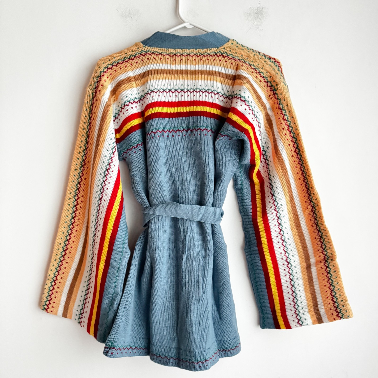 Vintage 70s Helen Sue Deadstock Brand new Unused Bell Sleeve Belted Cardigan M