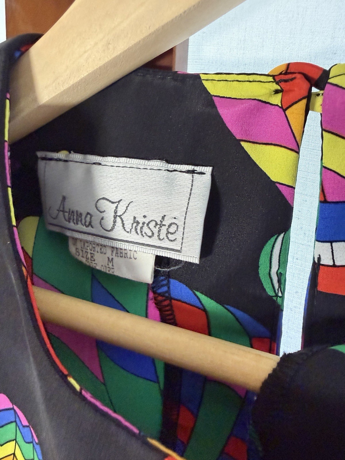 Anna Kriste Got Air Balloon Whimsical Vintage Retro Blouse Medium Colorful
