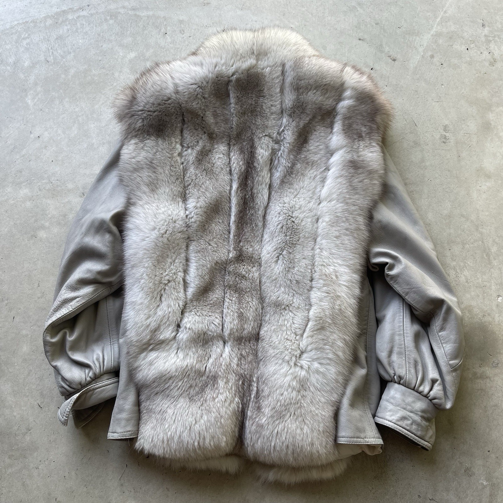 VTG Saga Fox Fur Jacket Coat Size Small Gray Leather 70s Blue Fox Mobwife Y2K