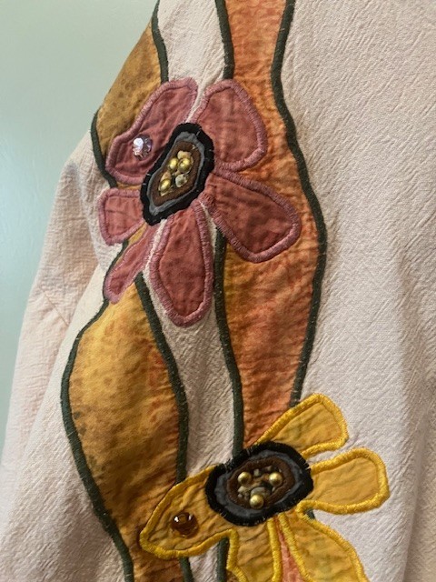 Vintage Alfredo’s Wife Women’s Top Size L/XL Black Floral Embroiled 70s 80s