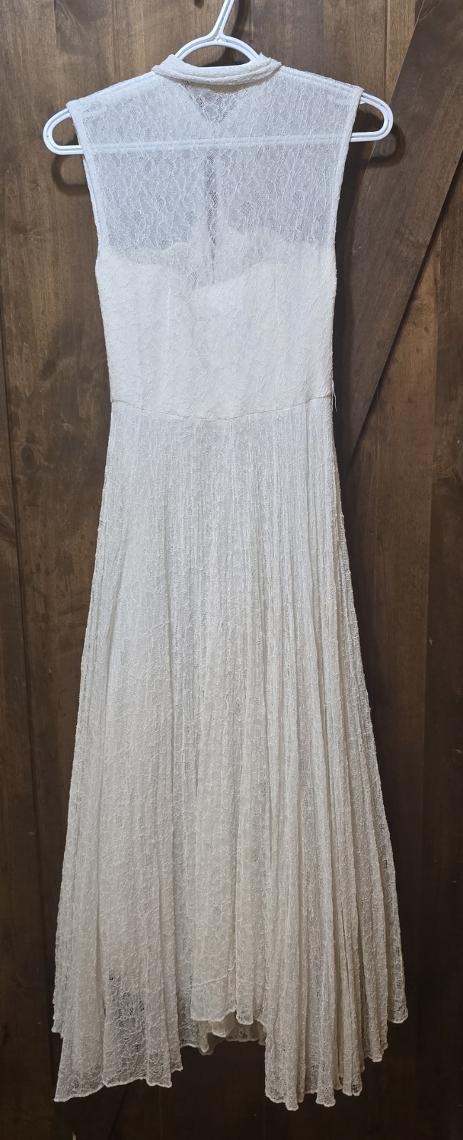 Vintage Paris Lace Button Up High Collar Off White Dress For Repair Pos 1940s