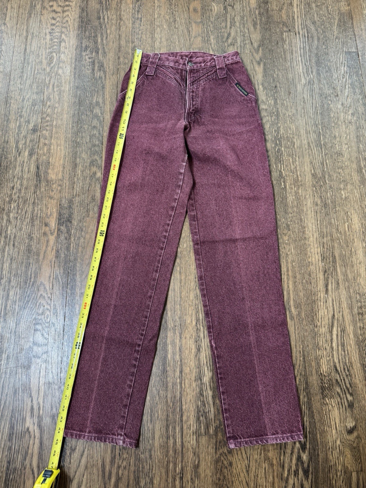 Vintage Rocky Mountain Western High Rise Burgundy Jeans Size 28/7 Made In USA