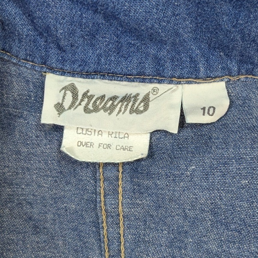 Vintage Dreams Denim Jumpsuit Womens 10 Blue Cotton Utility Boiler Suit Pleated