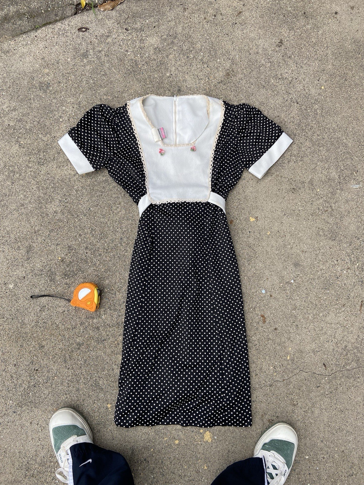 1960s Aldens Fashions Chicago black and white polka dot dress