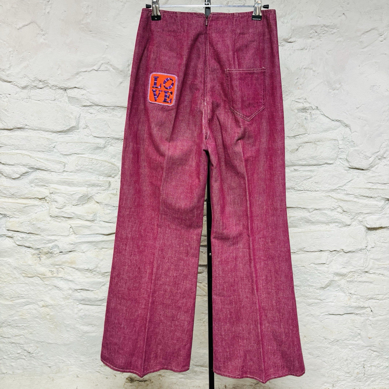 Vintage 60s Handmade Hippie 2-piece Set Bell Bottoms Flare Leg Embroidered OOAK