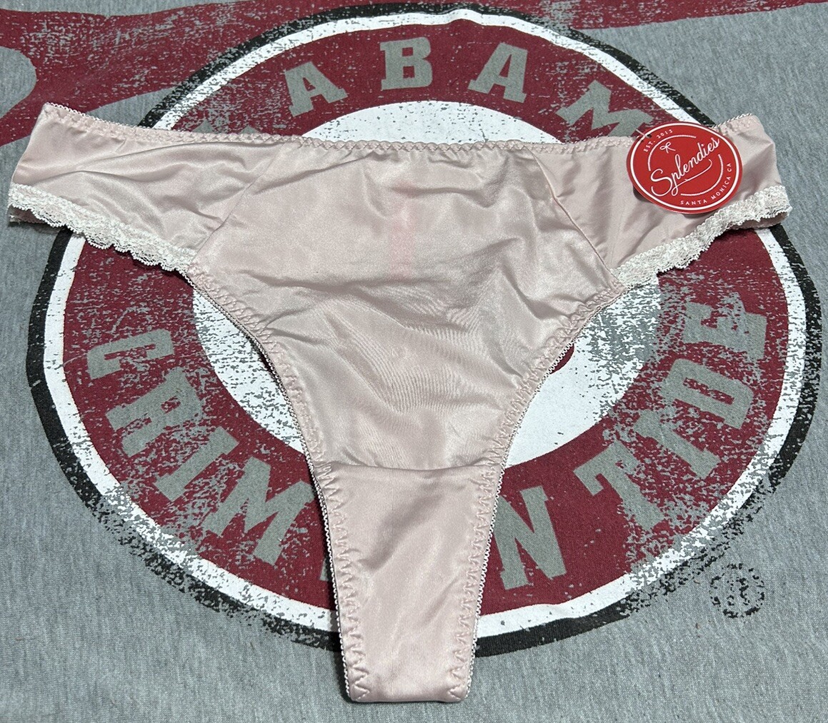 Vintage Splendies Second Skin Thong String Bikini Panties Stretch Pink
