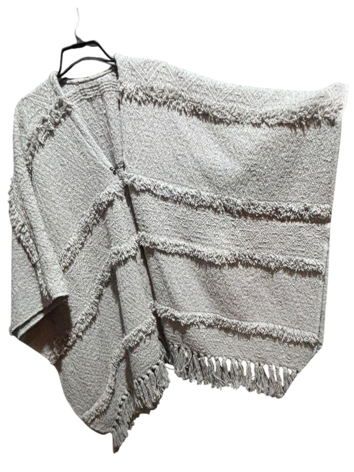 VTG Handmade Heavy Grey Poncho Unisex L Boho EUC
