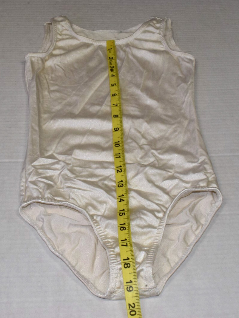 Vintage Leotard Costume Gallery Size XS 80s Shimmery White Stretch Made USA