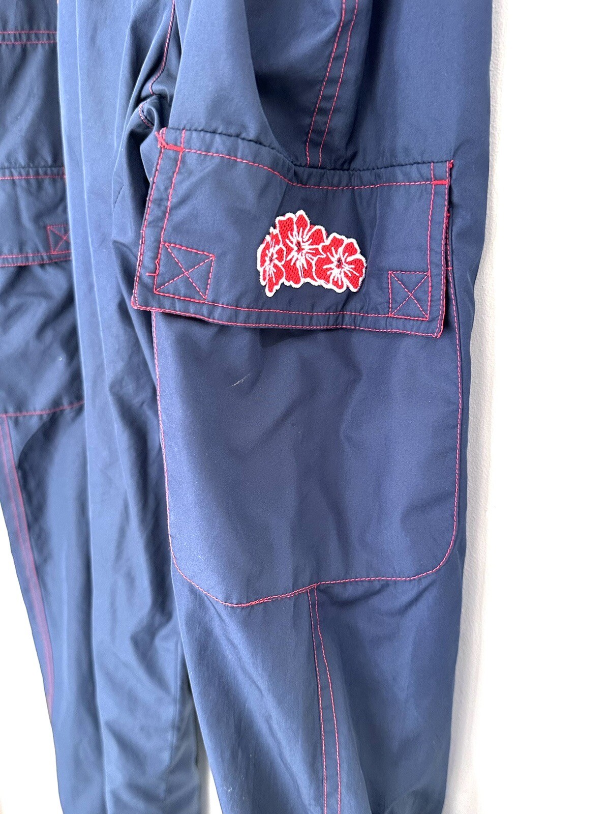 Vtg 90s Catalina Women’s L 12-14 Nylon Track Pants Wind Breaker Suit Blue Y2K