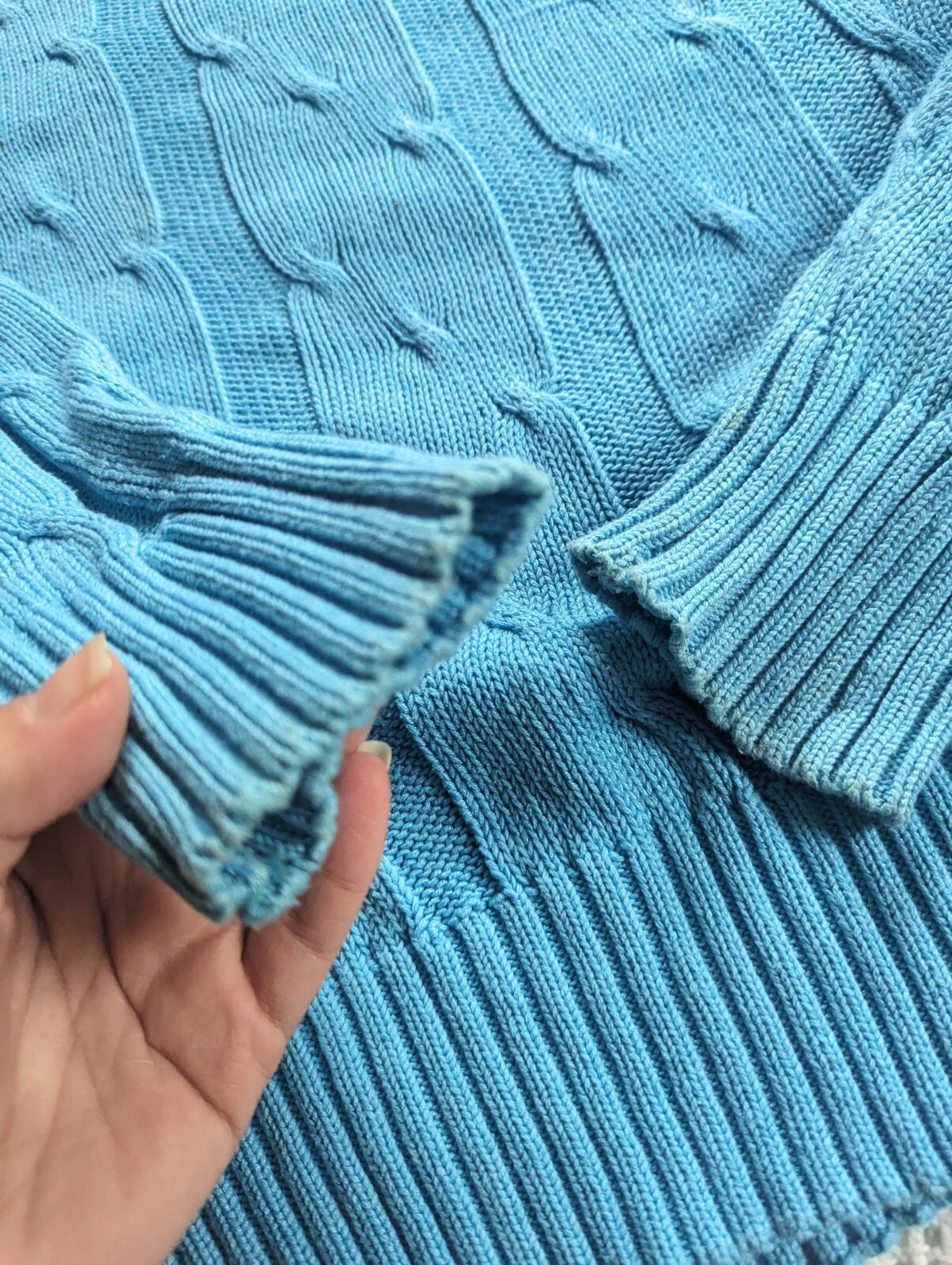 VTG Kenneth Gordon Cable Knit Sweater Women’s Medium Blue Pullover Textured