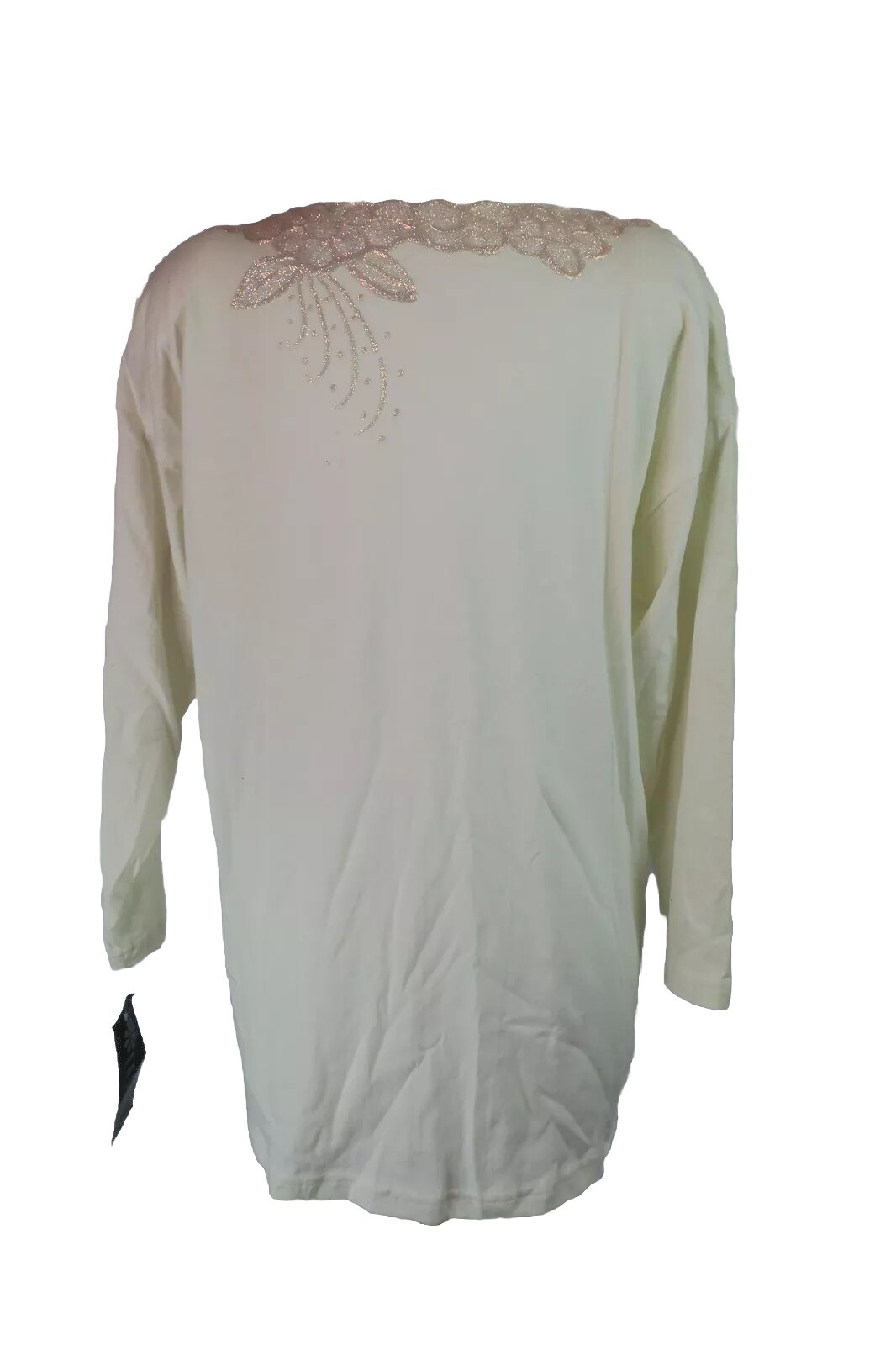 VTG 80s 3D Iridescent Ivory Glitter Embellished Top Floral OS Blouse NWT Facade