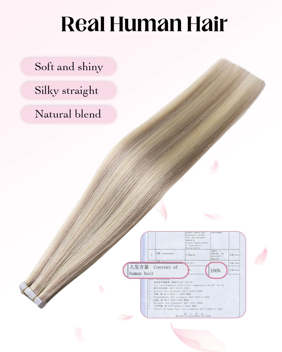 XDhair Invisble Tape in Hair Extensions Human Hair Ash Blonde Highlight Platinum