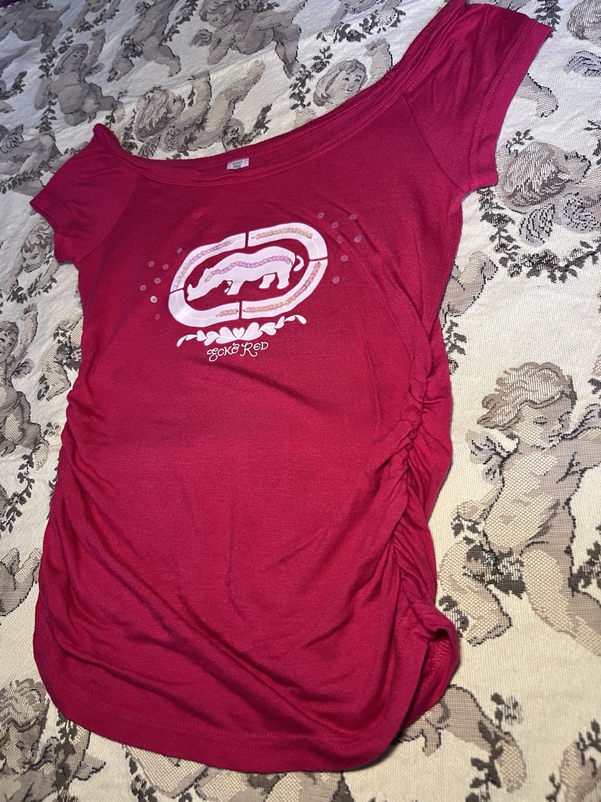 Vintage Y2K sequin Magenta Ecko Red Cinched RARE women’s Small