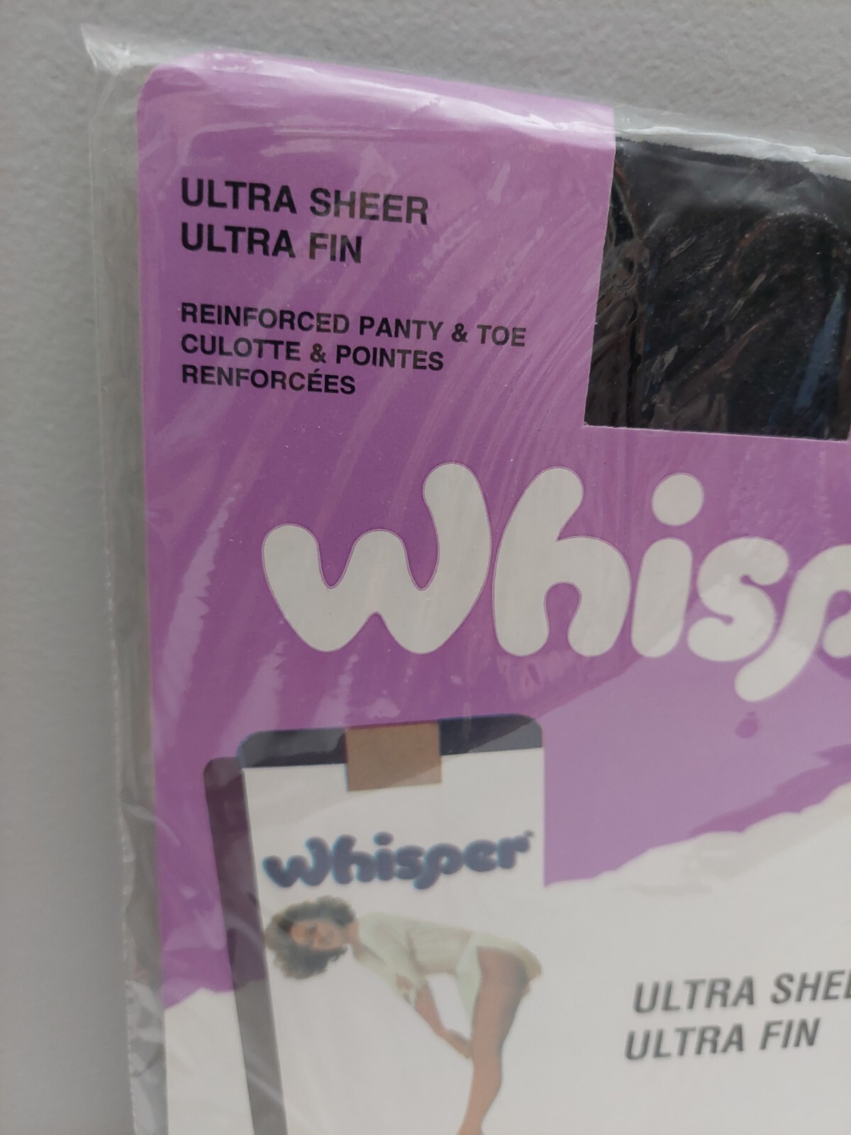 Vintage Pantyhose Whisper Color Black Size B BWHB1