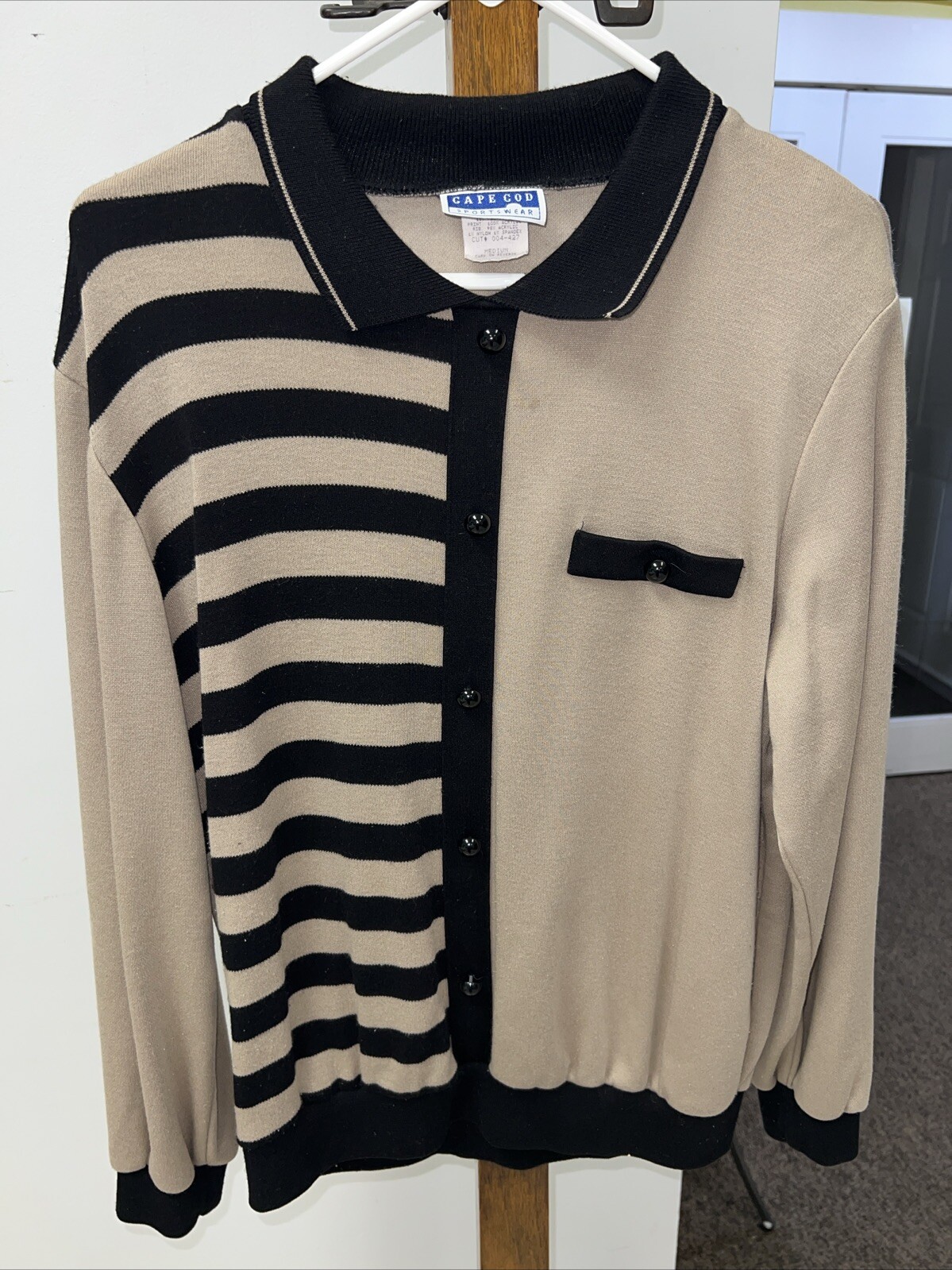 Vtg 80s 90s Cape Cod Sportswear Jersey Women’s Polo Top Shirt Faux Buttons Med