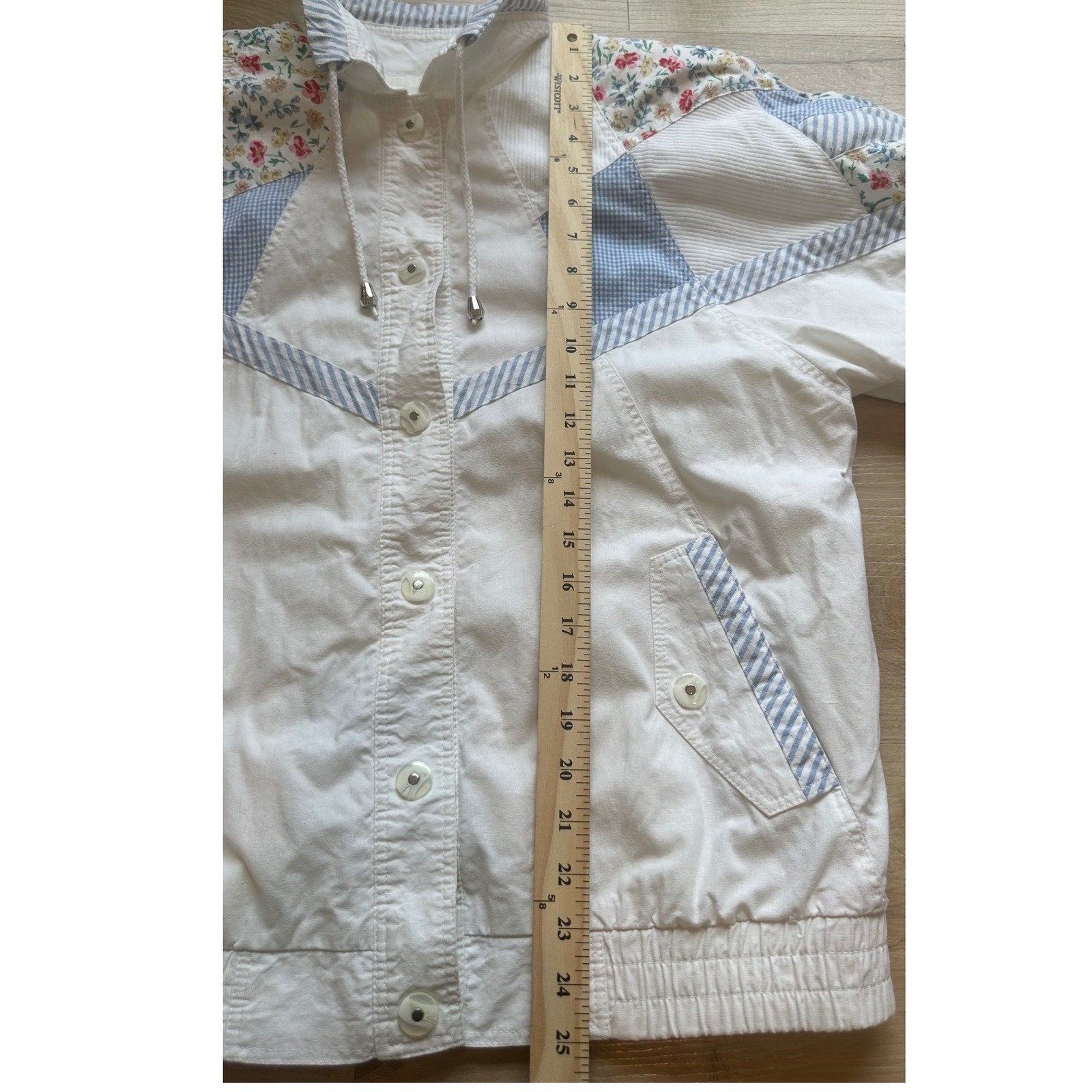 Vintage 90s Current Seen Patchwork Floral Striped Cotton Jacket M Cottagecore