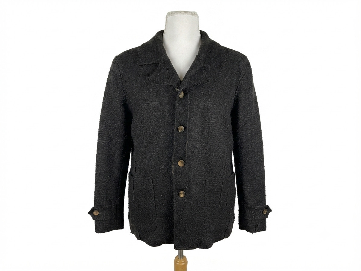 Classic Timeless Old Money Look Black with Brown Alpaca/Wool Blazer
