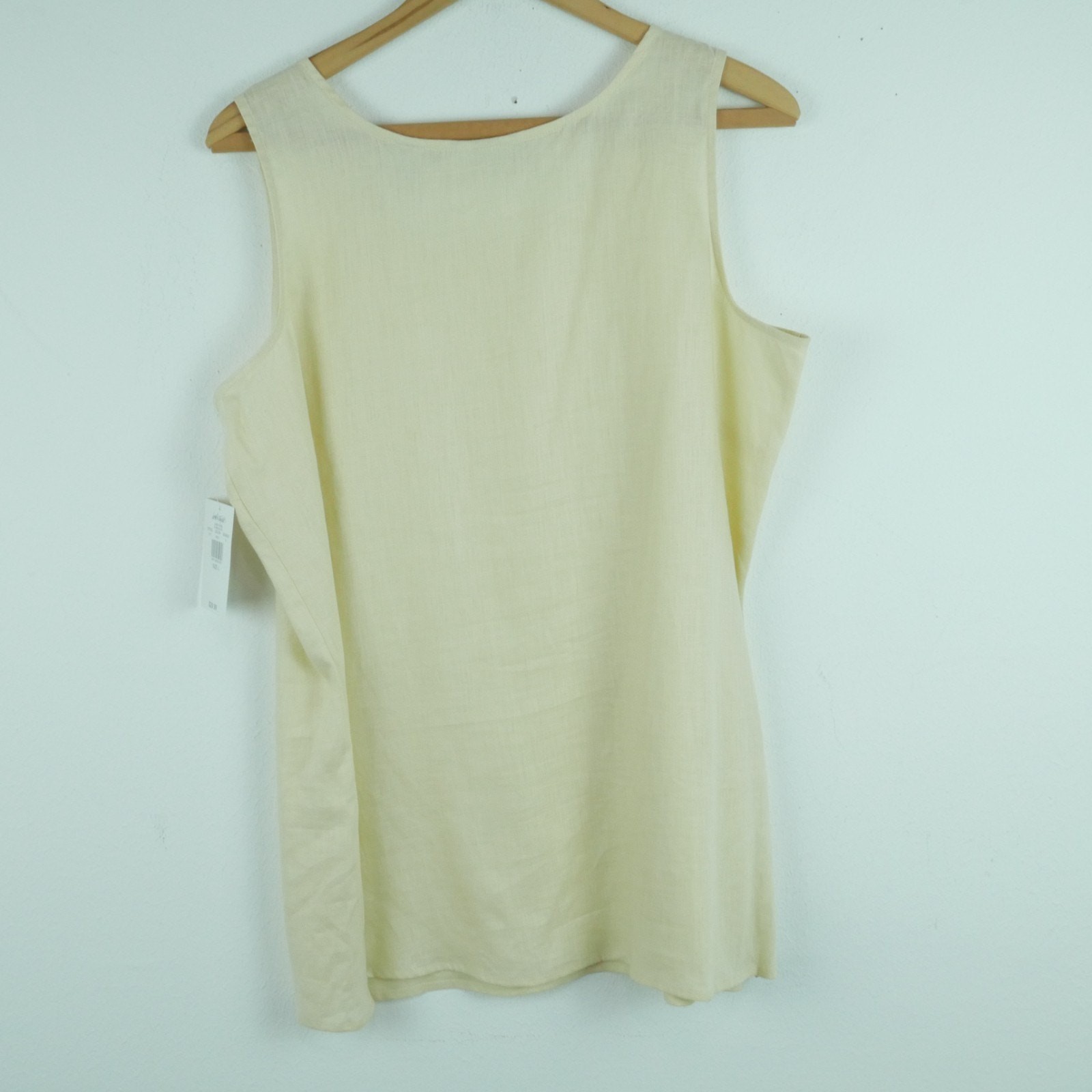 Vintage Large Tank Top 100% Linen Butter Yellow Pastel 90s Coastal Minimal NWT