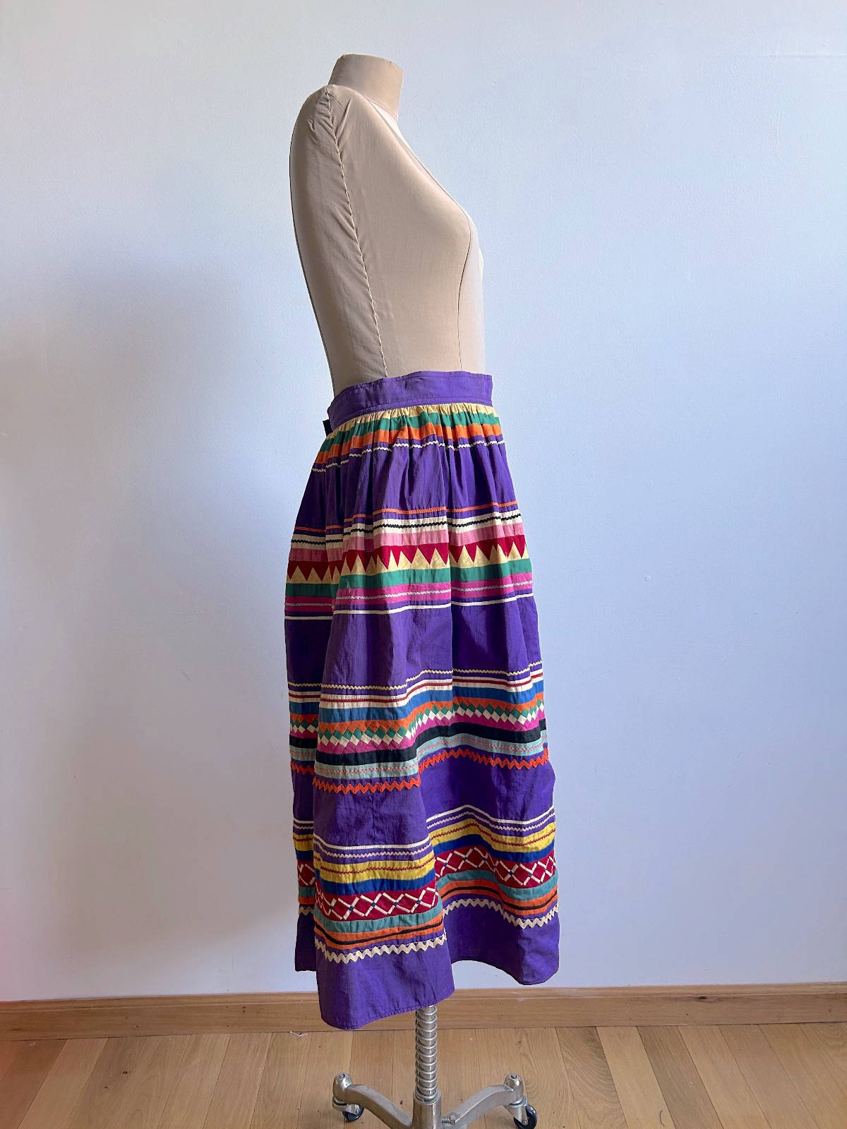 Vintage Colorful Native American Quilted Patchwork Skirt Seminole
