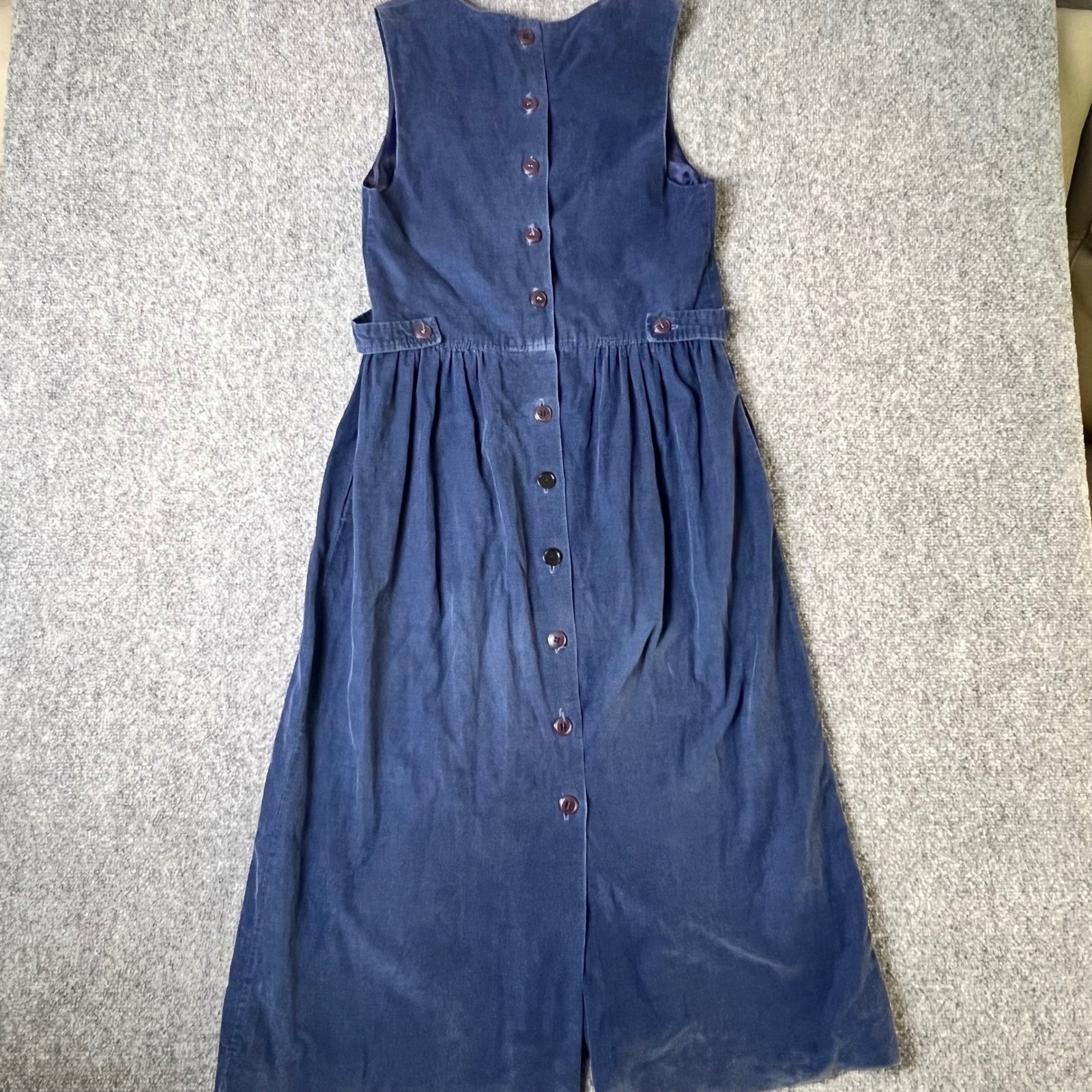 Brooks Brothers Vintage Navy Blue Corduroy Dress Button Back Made in USA 6