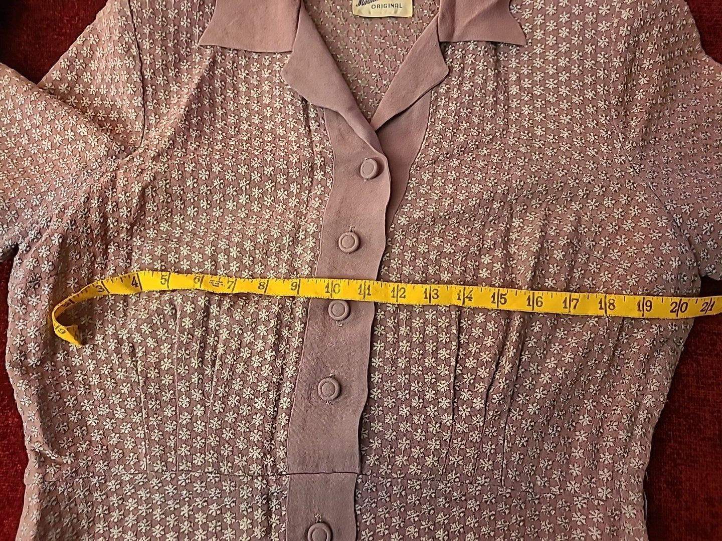 Martha Manning Original Vintage Mauve Dress Faux Two Piece Peplum Short Sleeves