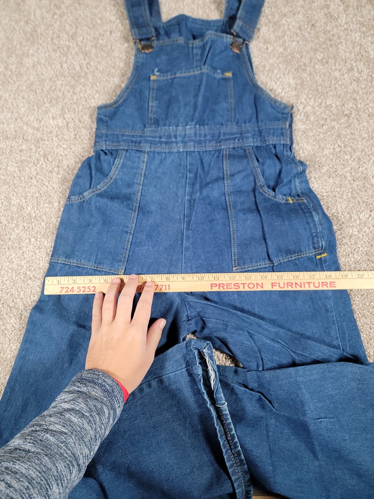 VTG 70s Denim Overalls Jumpsuit Juniors Small Womens Flare Hippy Boho Festival