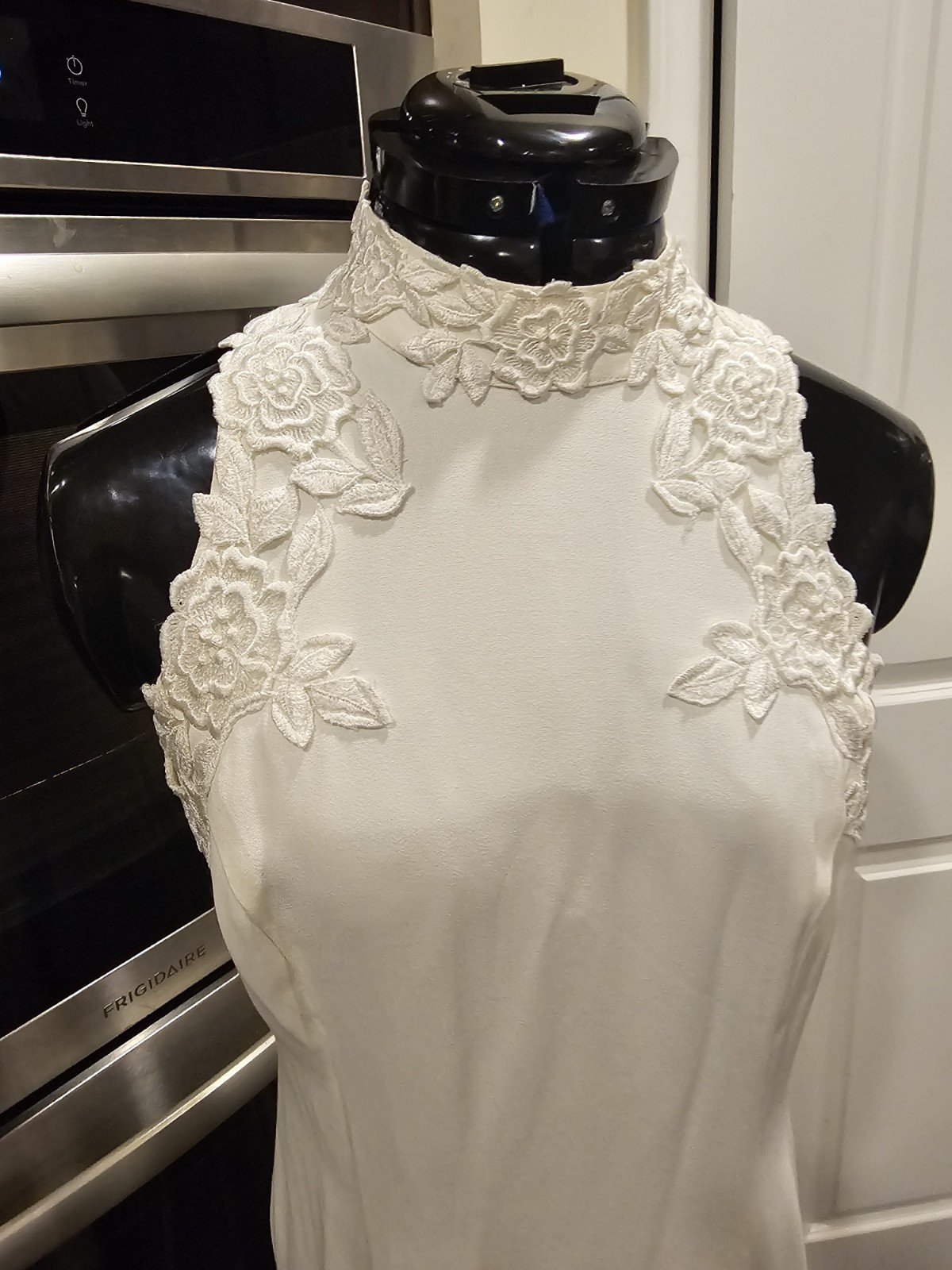 Vintage Off White Creme Lace Scott Mcclintock Long Gown Dress 8