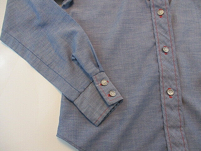 VTG 1970s Junior 7 Cowgirl Western Ranch Blue Shirt Floral Shoulders L/S Sears