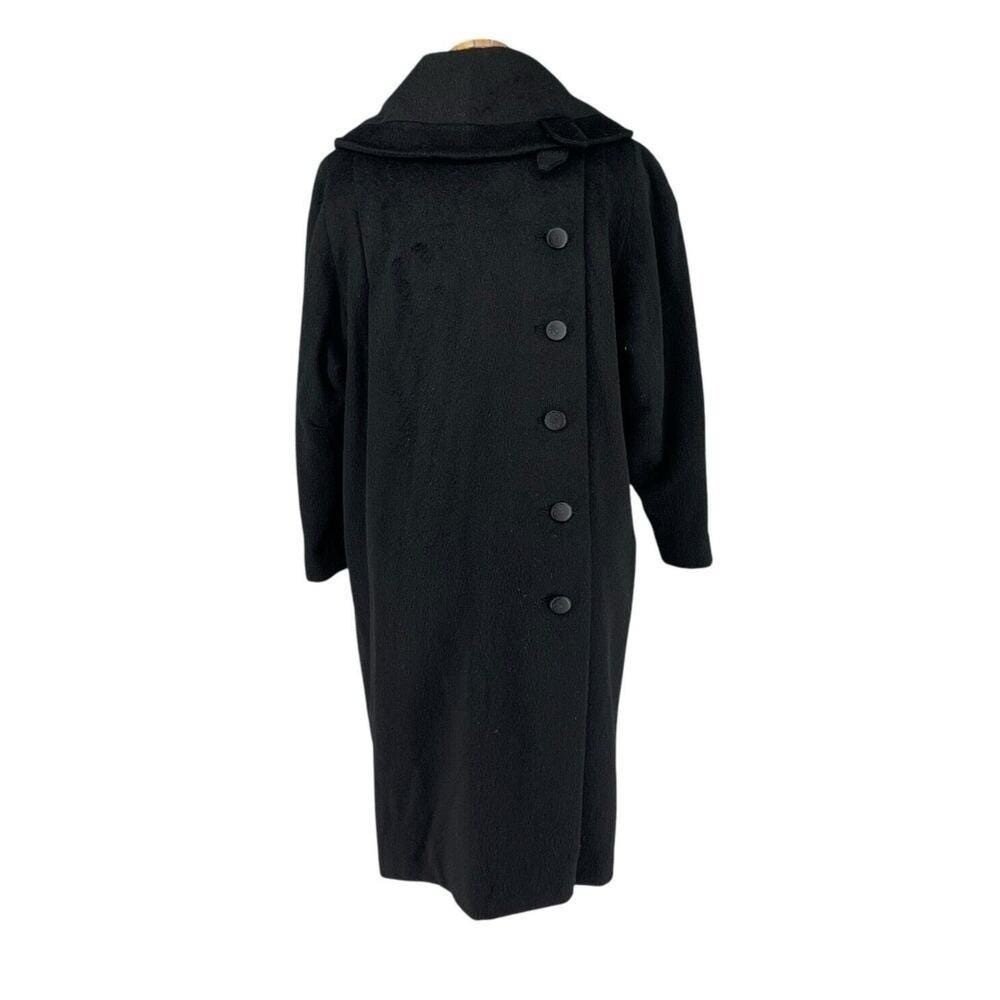 Vintage 40’s Worumbo Woolen Midi Coat Womens XL Wrap Black Back Button Luxury