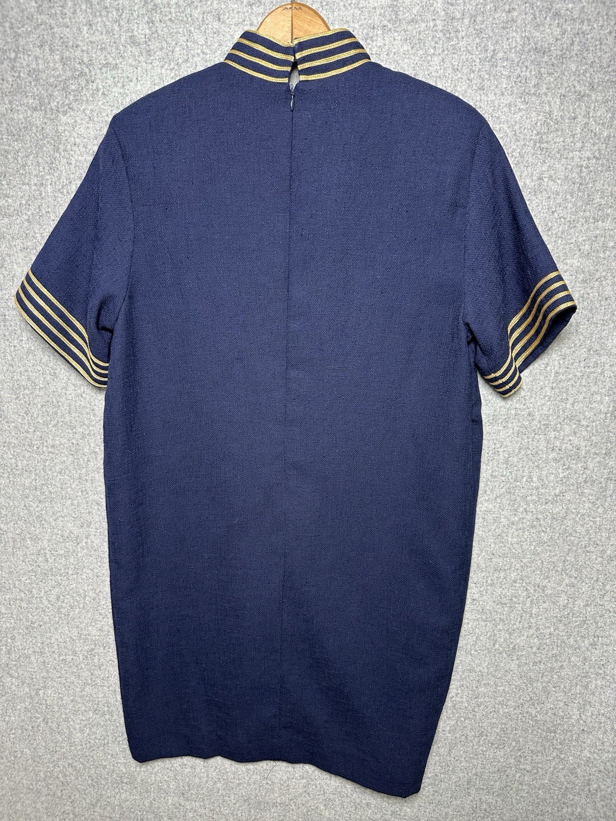 Vintage Junniette Size 6 Navy Blue Gold Womens Dress Sailor Nautical Stewardess