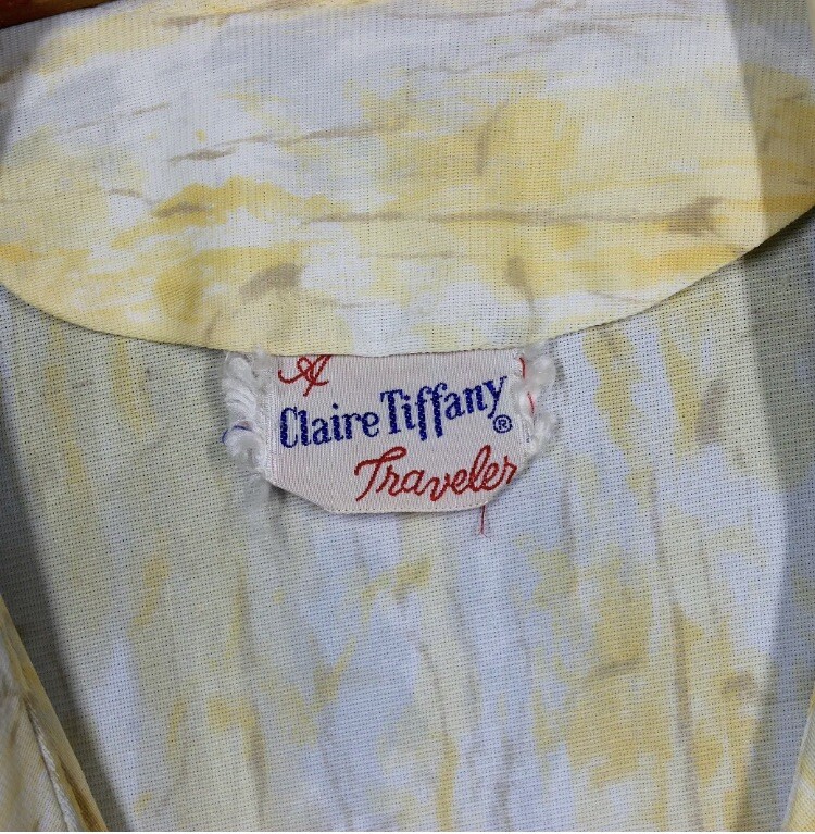 Vtg 60s Claire Tiffany Traveler Jersey Dress XXL w37 Plus Rayon Pussy Bow