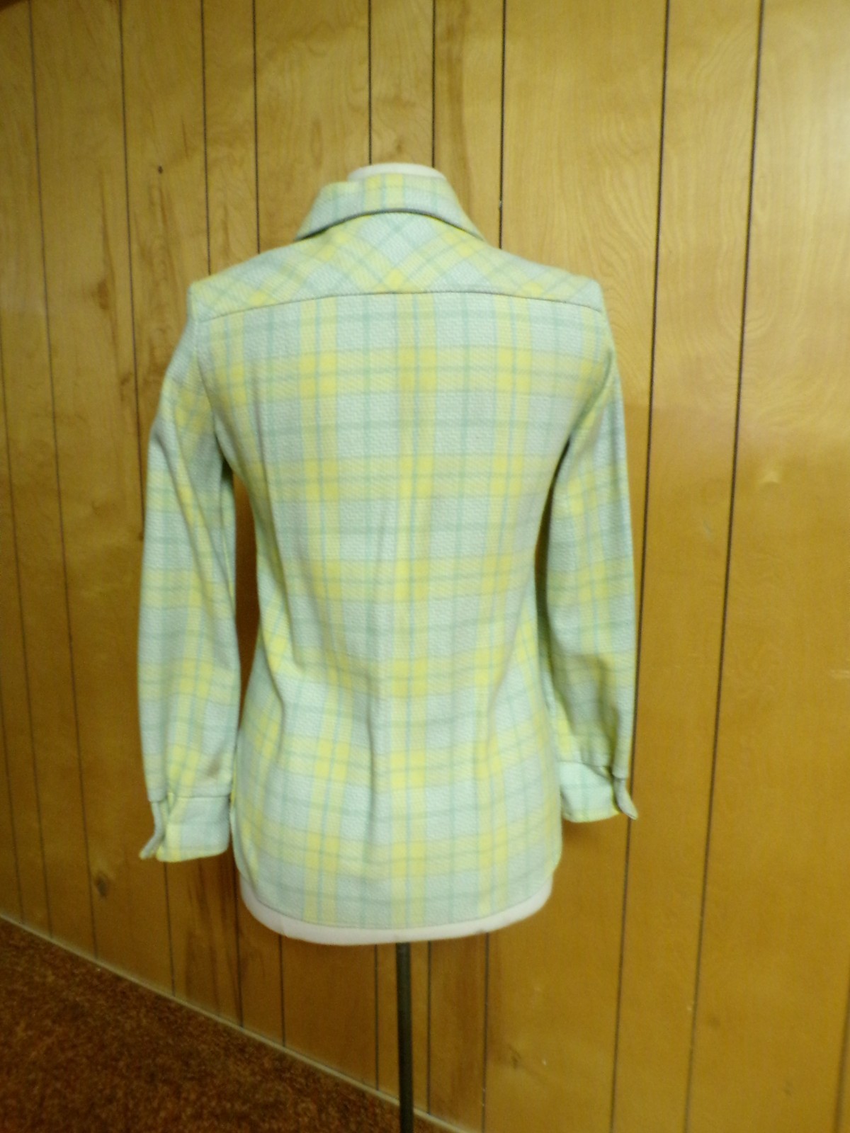 Vintage FOUR CORNERS Yellow Green Plaid Wool Jacket 34″ Waist