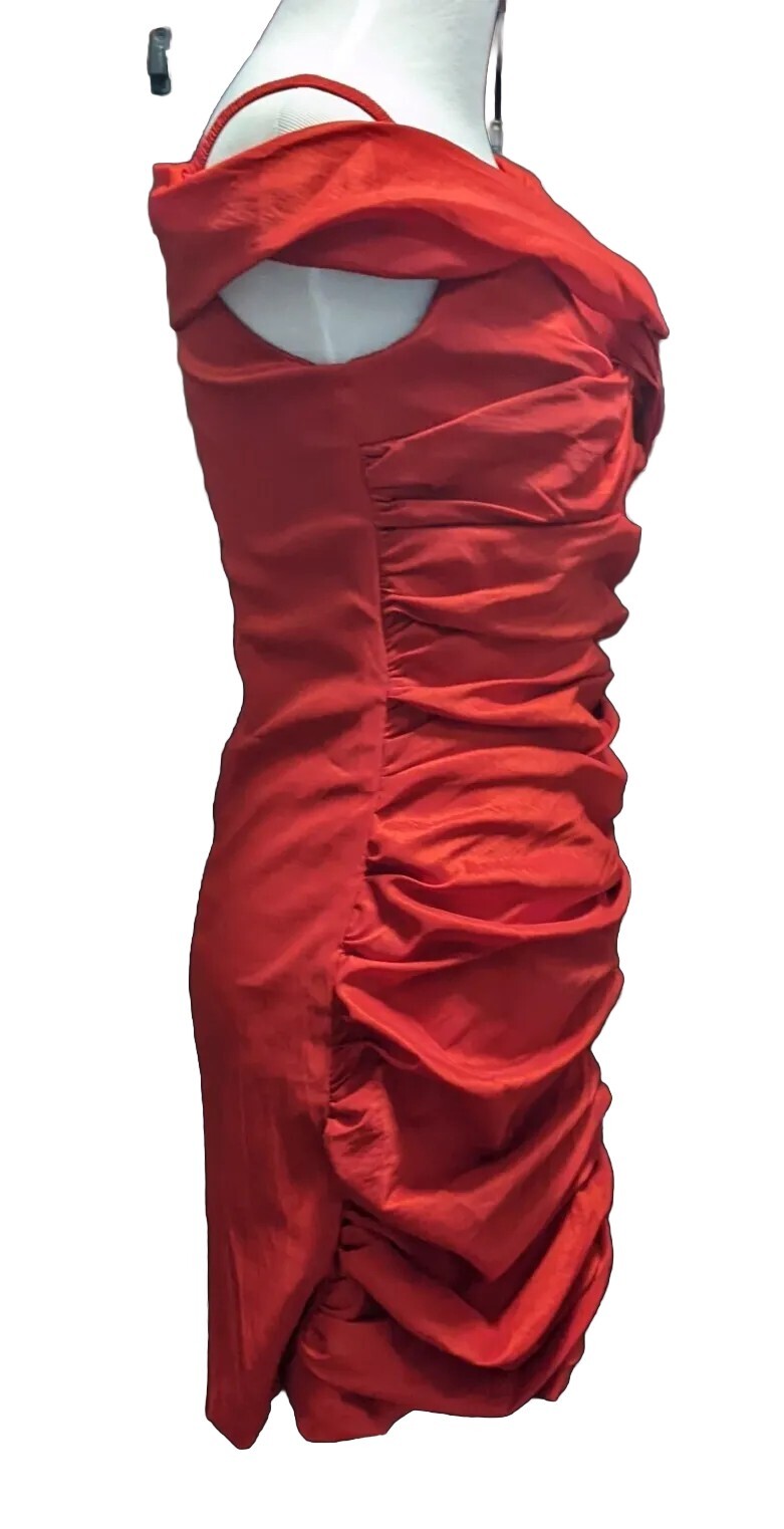 Vintage Let’s Fashion 80s Party Prom Formal HOCO Red Ruffle Dress Size S