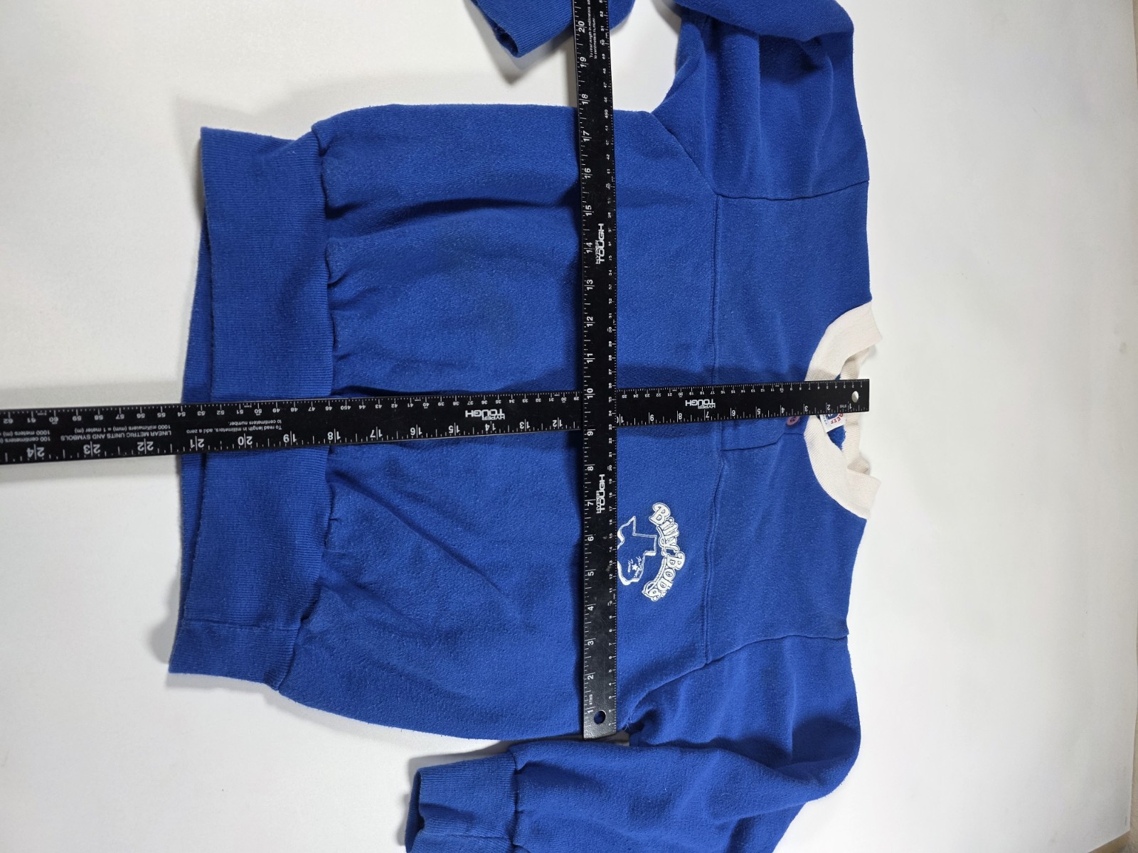 Vintage 70s 80s Billy Bobs Texas Fort Worth Blue White Pullover Sweater Small