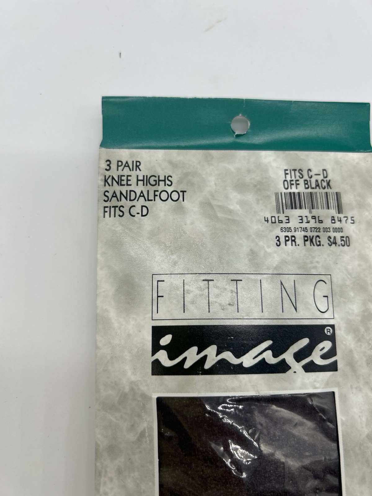 Vintage Fitting Image Knee High Stockings C-D Sandalfoot Black Nylon NOS 3 Pair