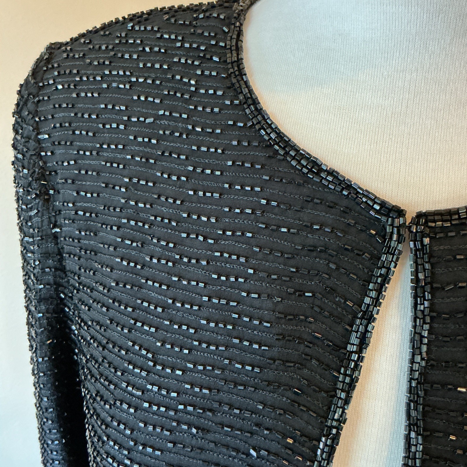 Vintage ANDRETTA DONATELLO Silk Beaded Jacket/Topper Black Size Medium