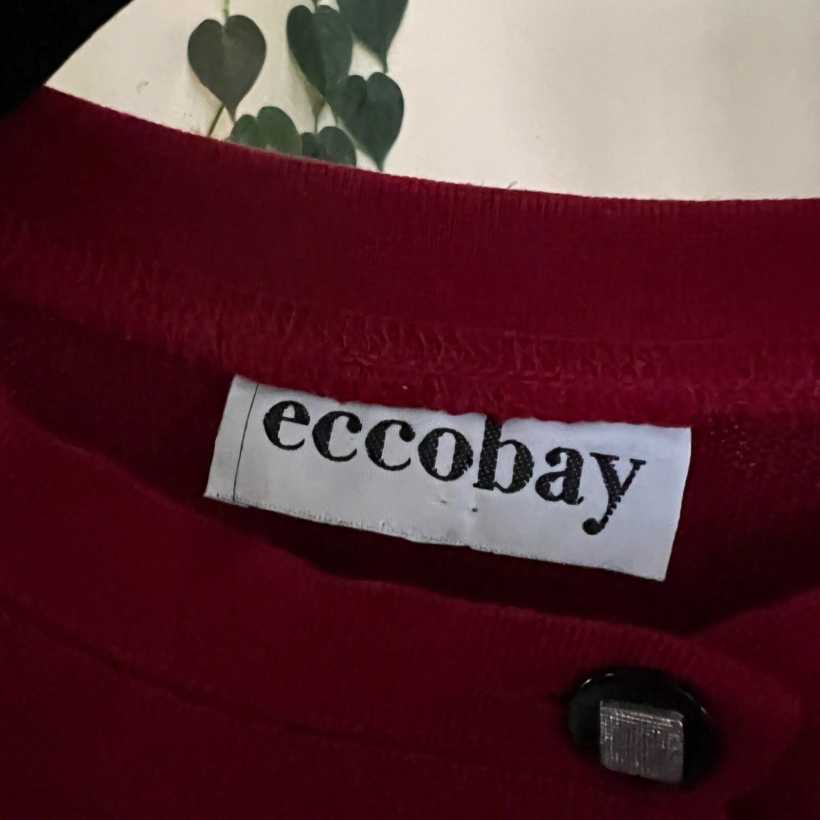 Eccobay Vintage Red Gray Black Cardigan Knit Top sz M