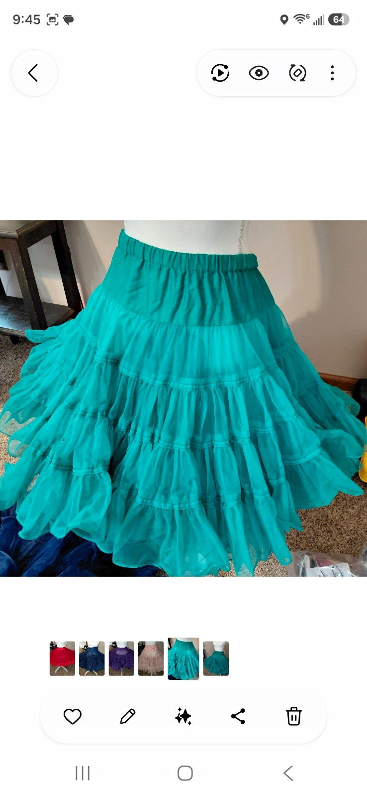 Vintage Malco Modes Teal Petticoat Crinoline Size L N-21