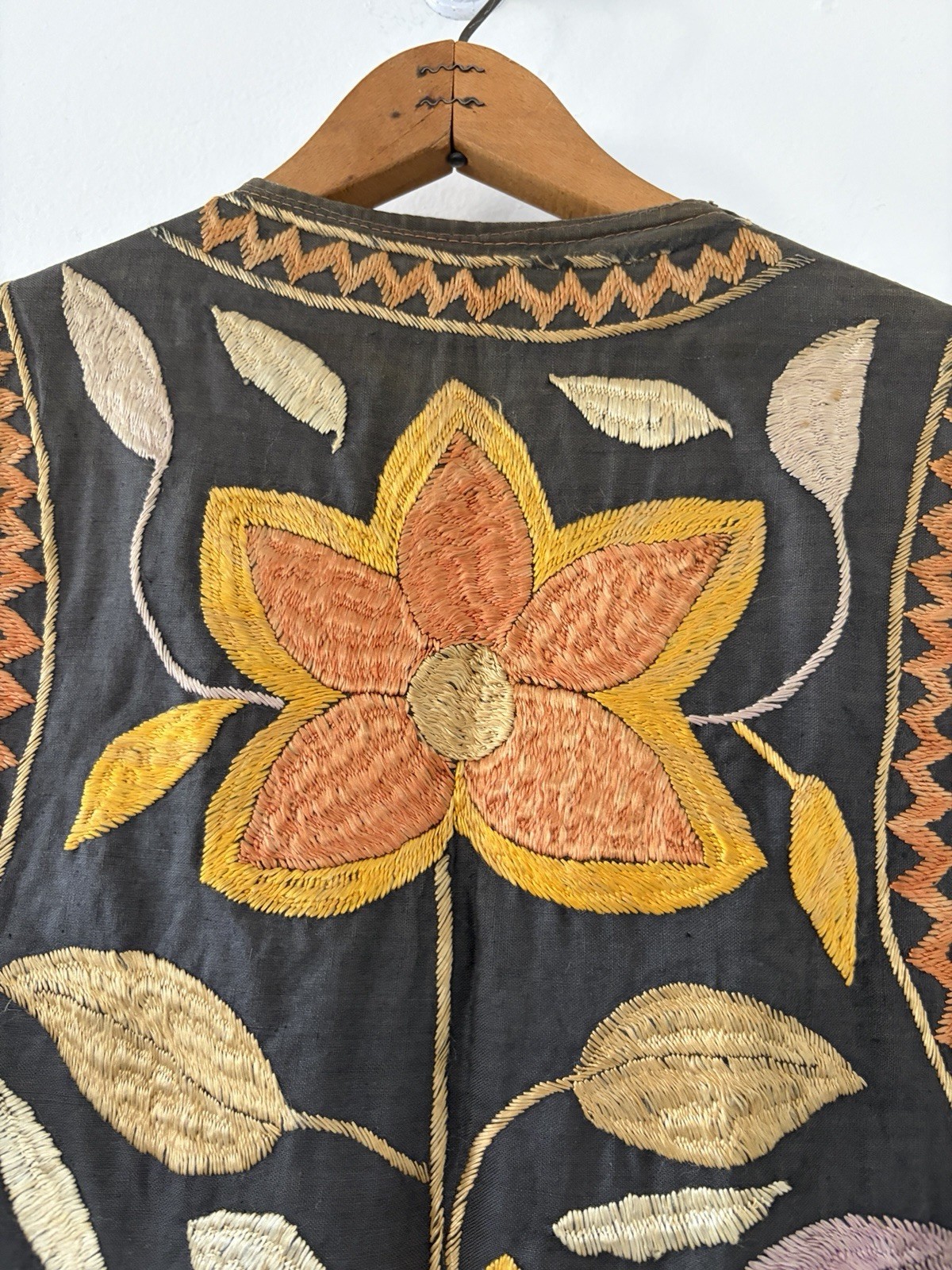 Vintage 1960s Afghan Heavily Hand Embroidered Vest Colorful Floral Hippie Boho