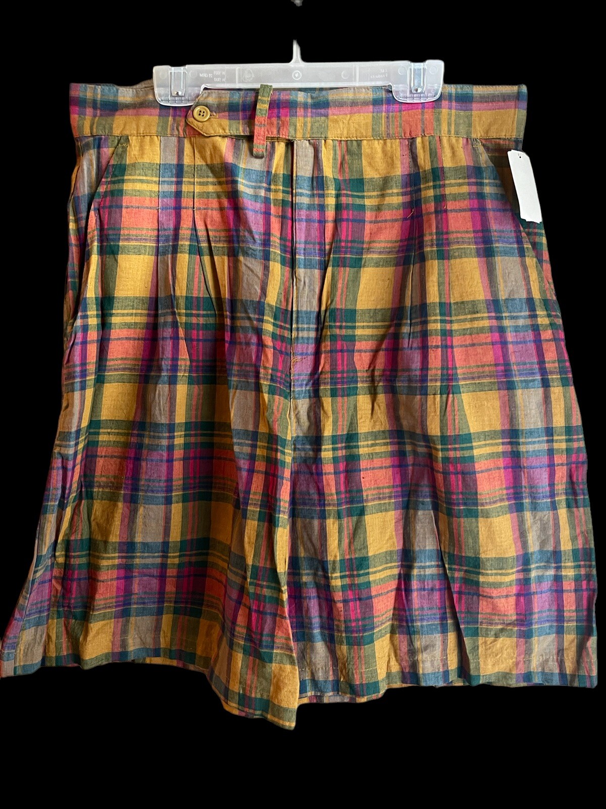 NWT Vintage 80s Women’s Mom Pleated Shorts Plaid High 32” Waist Size 13/14 New!
